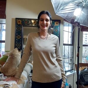 Stylish Beige Long Sleeve Top